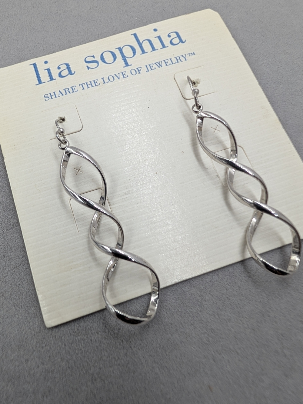 Lia Sophia Silver Tone Triple Infinity Twist Dangle Earrings | 0355